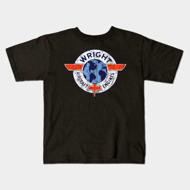 Wright Aircraft Engines Vintage Kids T-Shirt by DesignedForFlight